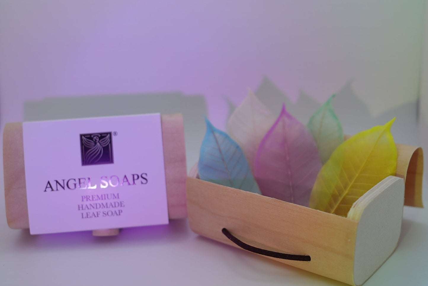Angel Soaps leaf soap with a wooden