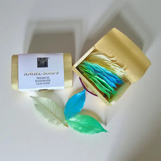 3-Color Leaf Soap Gift Set – Botanical Handmade Soaps | Angel - leaf soap type 2